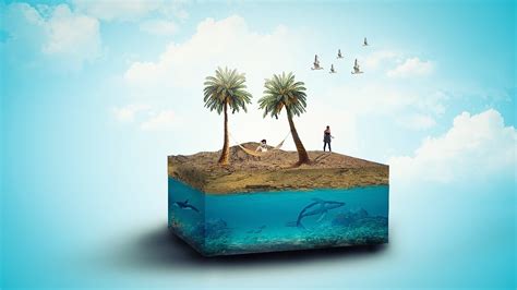 3d Beach Photo Manipulation And 3d Effect Photoshop Tutorial Youtube