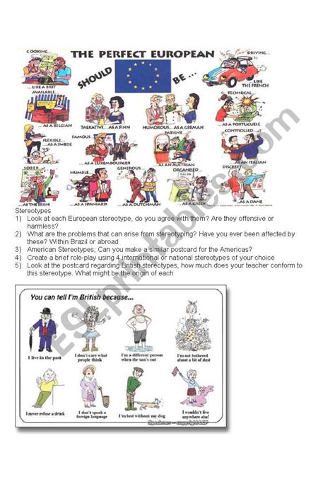 Stereotypes Worksheet Esl Worksheet By Mushroom