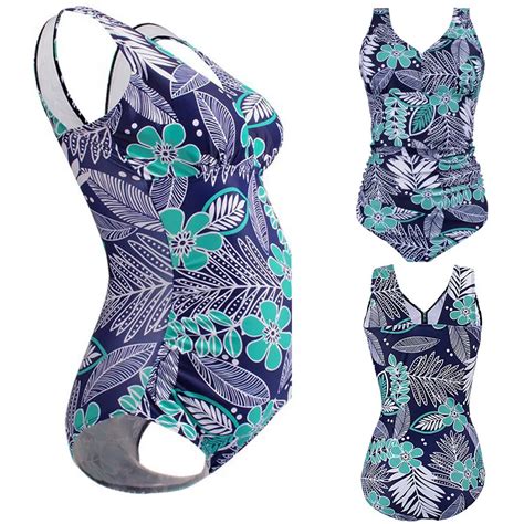Women Maternity Swimwear Print Floral Bikinis Swimsuit Beachwear Suit