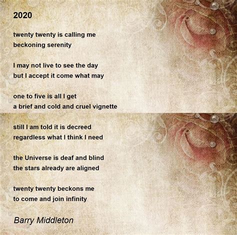 2020 2020 Poem By Barry Middleton