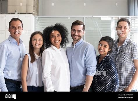 Smiling Diverse Office Workers Group Multiracial Employees Stock Photo