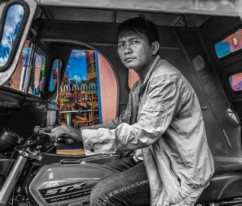 Portrait Of A Tricycle Driver While Riding In The Sidecar Flickr