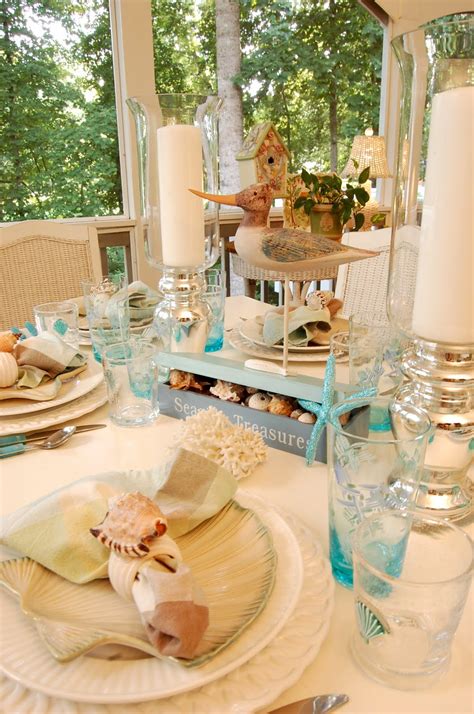 The formal table setting is popular for weddings, holiday meals, or any occasion when more than three courses will be served. Beach Themed Table Setting