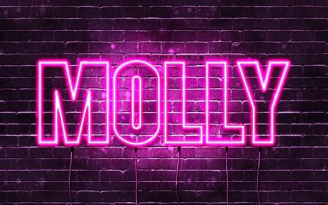 Download Wallpapers Molly 4k Wallpapers With Names Female Names Molly Name Purple Neon