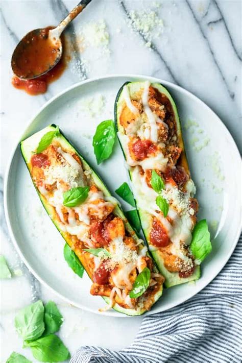 Sausage zucchini boats ingredients and possible substitutes. Chicken Stuffed Zucchini Boats | FeelGoodFoodie