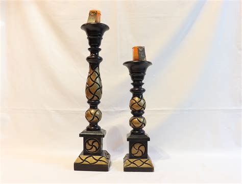 Vintage Wooden Handmade Candle Holder Set Candle Holder Etsy