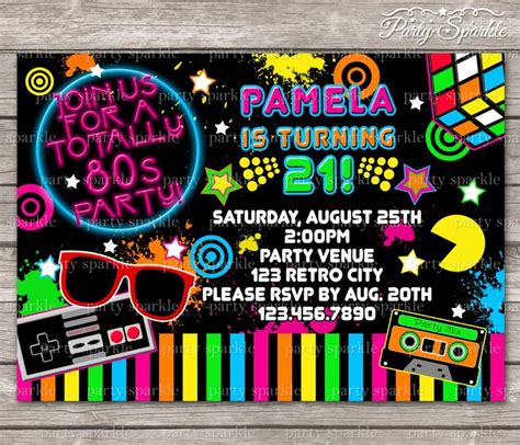 Printable 80s Party Invitations Template Free Printable Word Searches