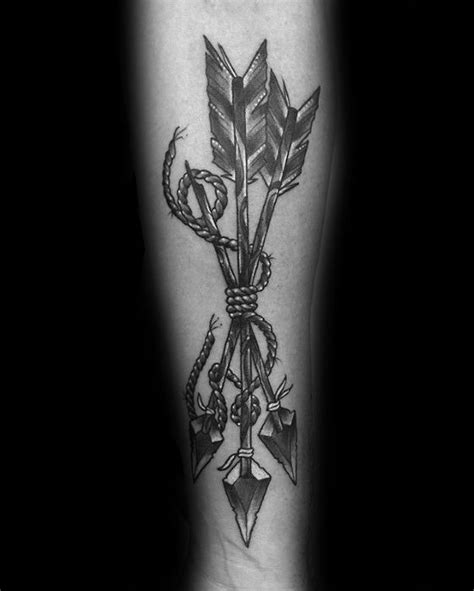 Gentleman With Cool Traditional Forearm Arrow Tattoo Indian Arrow