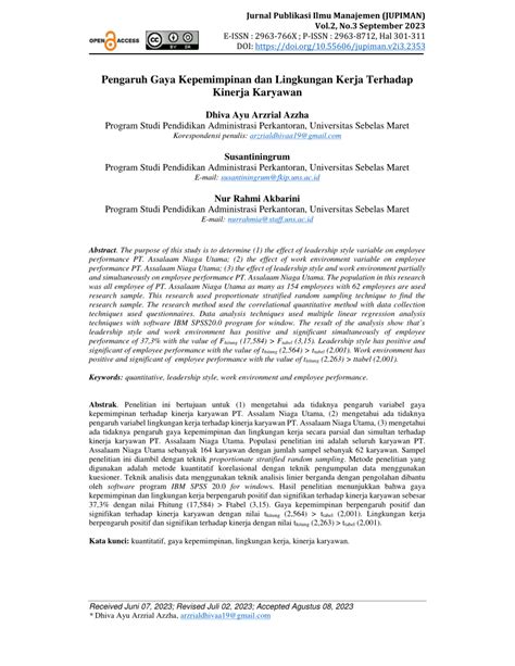 PDF Pengaruh Gaya Kepemimpinan Dan Lingkungan Kerja Terhadap Kinerja