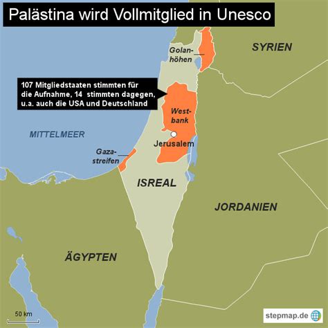 Palestine, area of the eastern mediterranean, comprising parts of modern israel along with the west bank and the gaza strip. Palästina Vollmitglied in UNESCO von NZZ - Landkarte für ...