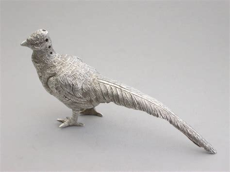 Edwardian Novelty Cast Silver Cock Pheasant Pepper By William Edward