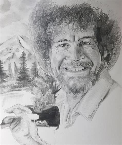 Made Bob Ross In One Of My Attempts To Practise Portraits Drawing
