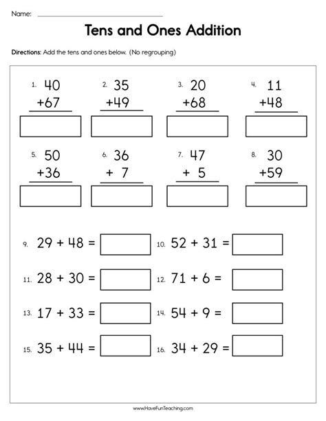 According to the common core standards, in grade 1, instructional time should telling time worksheet practice telling time on a wall clock. Tens and Ones Adding Worksheet | Have Fun Teaching