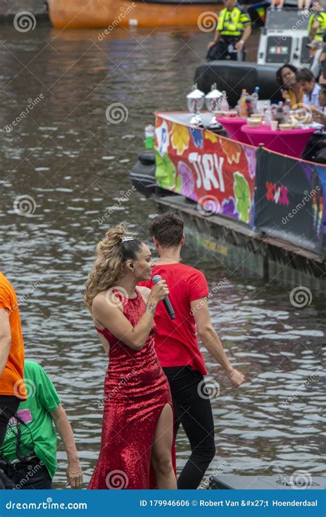 close up of the heineken boat at the gay pride amsterdam the netherlands 2019 editorial photo