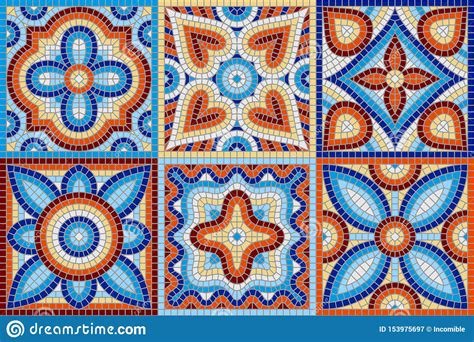 Ancient Mosaic Ceramic Tile Pattern Vector Illustration