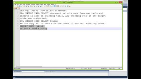 tutorial sql 2012 insert into select statement youtube