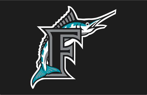 Florida Marlins Cap Logo 1993 2011 Marlin Leaping Over Black F With Silver And Black Outlines