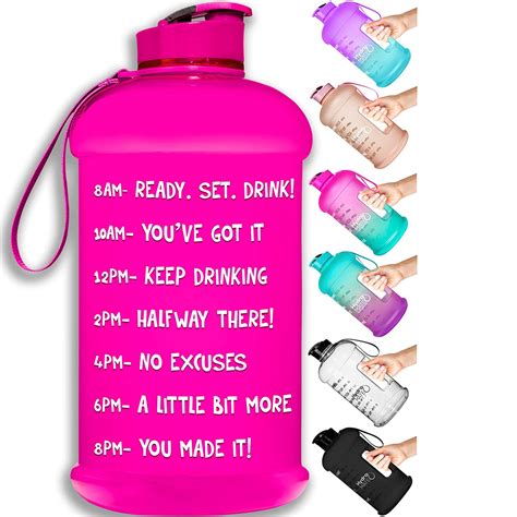 hydromate half gallon motivational water bottle with time marker large bpa free jug with handle