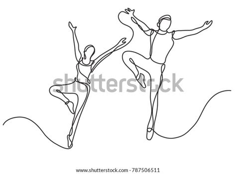 Continuous Line Drawing Two Ballet Dancers Stock Vector Royalty Free