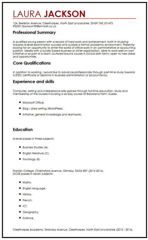 Professional Resume With No Job Experience First Resume With No Work