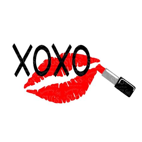 Svg Xoxo Kiss Lipstick Dxf Valentine Valentine Tshirt Etsy Uk