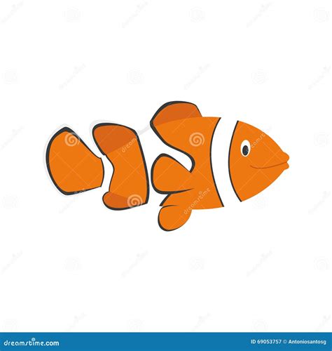 Cute Cartoon Clownfish Vector Illustration Stock Vector Illustration