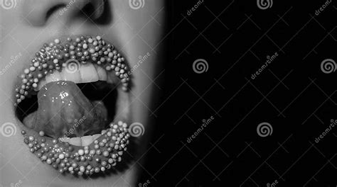Sweet Lips Tongue In A Female Mouth Tasty Dessert Stock Image Image Of Lipstick Glamour