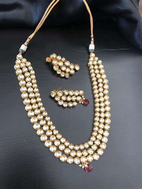 Bridal Kundan Jewelry Kundan Long Necklace Set India Kundan Etsy