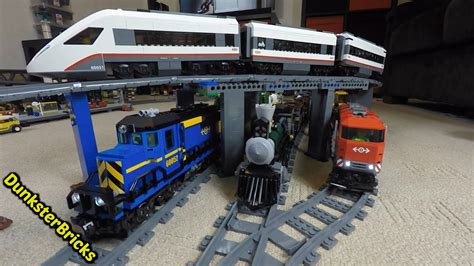 Lego Train Track Setup Passenger Cargo And Steam Trains With Slopes