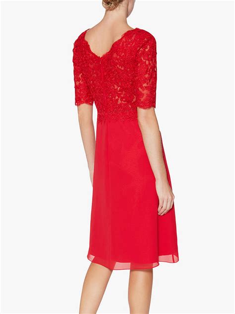 Gina Bacconi Fantasia Lace Bodice Dress Red At John Lewis And Partners