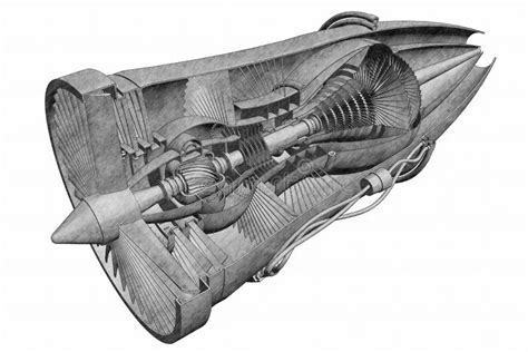 Hand Drawn Jet Engine Stock Illustration Illustration Of Generated