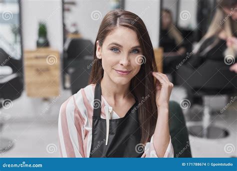 Portrait Of Female Hairdresser In Hair Salon Stock Photo Image Of