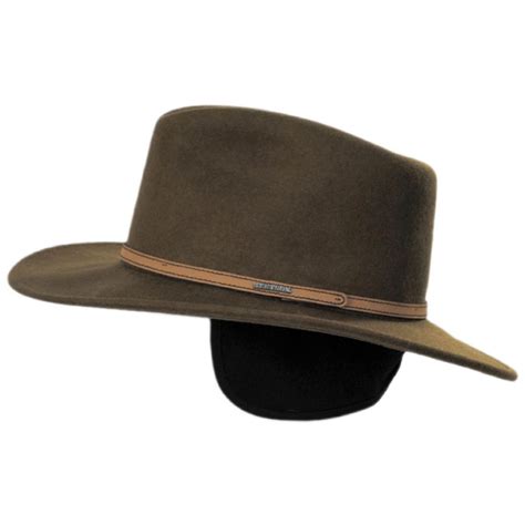 Stetson Snowden Crushable Wool Felt Outback Earflap Hat Cowboy