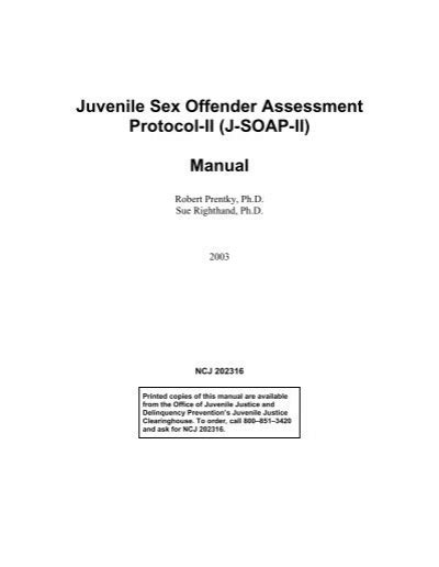 Juvenile Sex Offender Assessment Protocol Ii J Soap Ii National