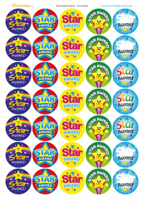 Star Award Sticker Sheet Free Download Free For Schools