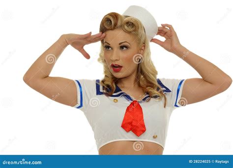 Pinup Sailor Girl Blowing A Kiss Royalty Free Stock Image 13825474