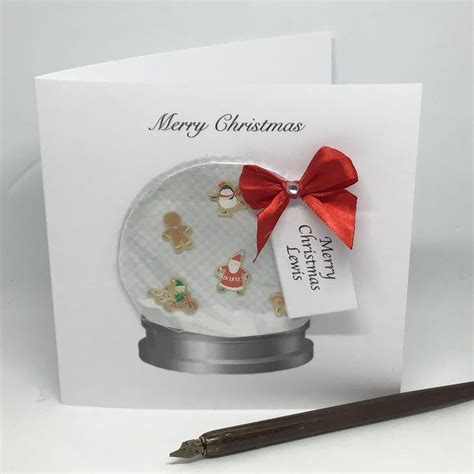 Snow Globe Christmas Card Handmade And Personalised Unique Etsy