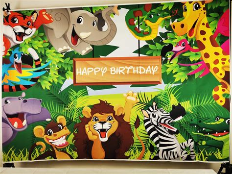 Buy Leyiyi 5x3ft Kids Happy Birthday Backdrop Cartoon Zoo Animals