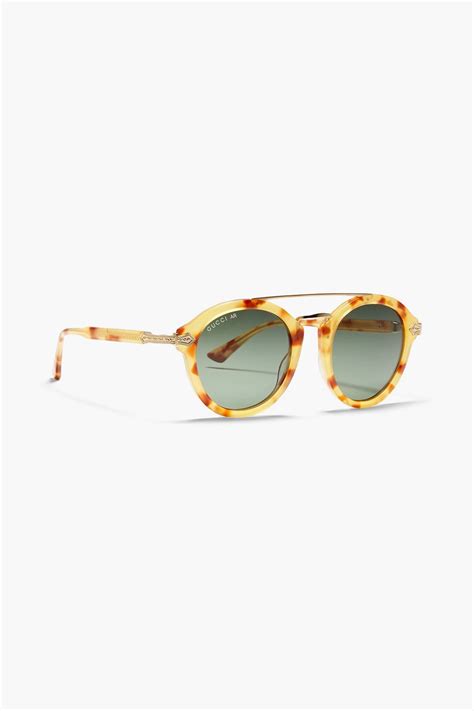 Gucci Aviator Style Tortoiseshell Print Acetate Sunglasses The Outnet