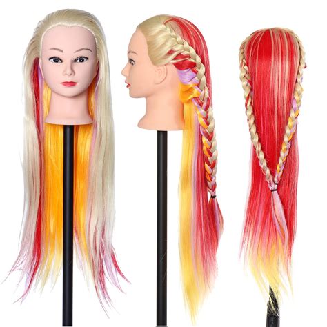 23 Colorful Long Hair Training Head Model Practice Hairdressing