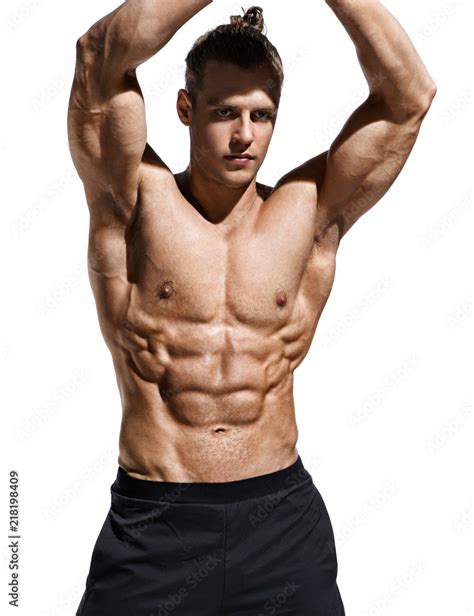 Sporty Man Showing Off His Muscular Physique And Six Pack Abs Photo Of Young Man With Perfect