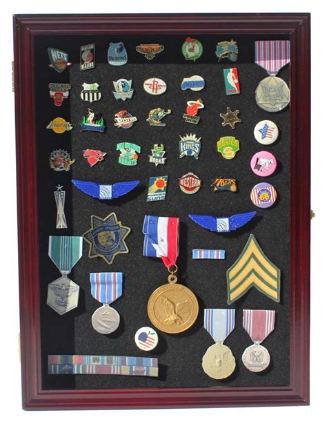 Lapel Pin Button Medal Jewelry Display Case Shadow Box With Glass