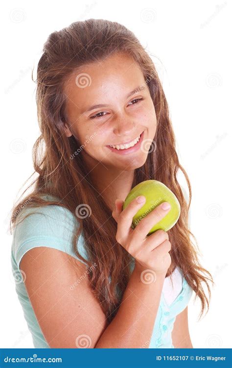 Teen Girl With Apple Stock Image Image Of Female Snack 11652107
