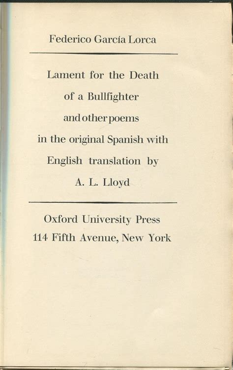Lament For The Death Of A Bullfighter And Other Poems By GarcÍa Lorca