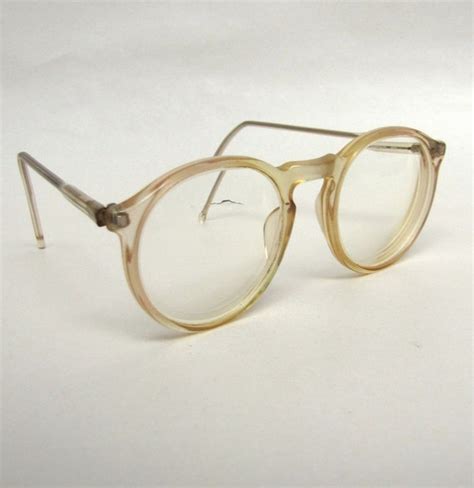 vintage horn rim round eyeglasses frames 80s clear tart arnel