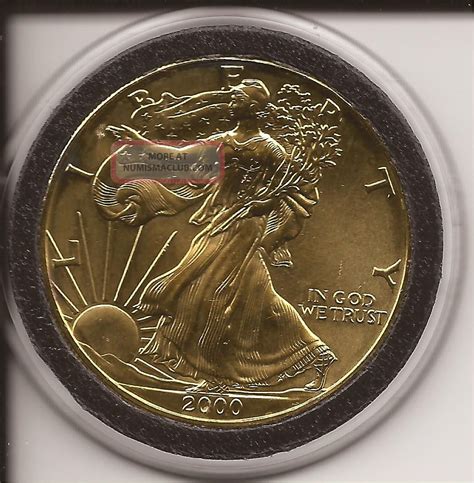 2000 American Eagle Walking Liberty 1 Oz Fine Silver Dollar Coin In Gold