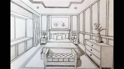 How To Draw A Bedroom In 1 Point Perspective Perspective Room One