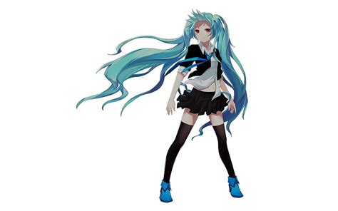 Hd Wallpaper Vocaloid Hatsune Miku Tie Skirts Long Hair Blue Hair
