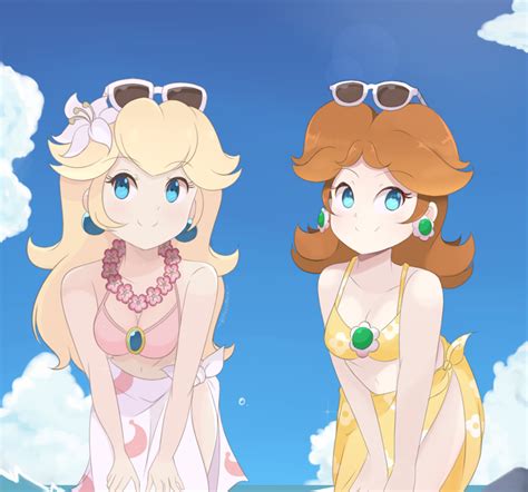 Princess Peach Daisy Summer Swimwear Together By Chocomiru