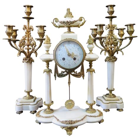 Large 19th Century French Gilded Clock Set For Sale At 1stdibs